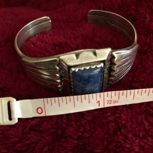Sterling Lapis Cuff Bracelet